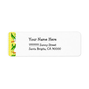 Green Bean Yellow Checks Country Address Labels