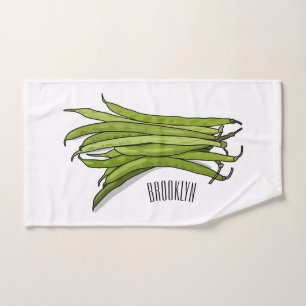 Green beans cartoon illustration  bath towel set