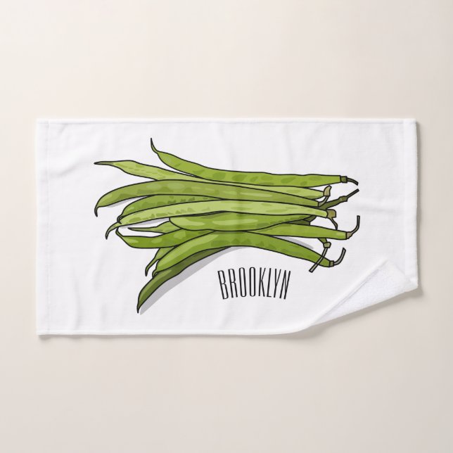 Green beans cartoon illustration  bath towel set (Hand Towel)