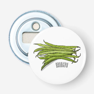 Green beans cartoon illustration  bottle opener