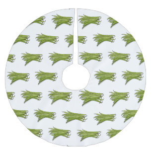 Green beans cartoon illustration brushed polyester tree skirt