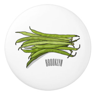 Green beans cartoon illustration  ceramic knob