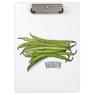 Green beans cartoon illustration clipboard