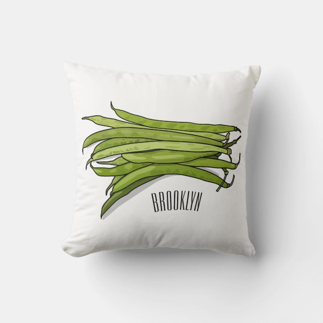 Green beans cartoon illustration  cushion (Front)