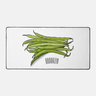 Green beans cartoon illustration desk mat