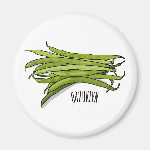 Green beans cartoon illustration  magnet