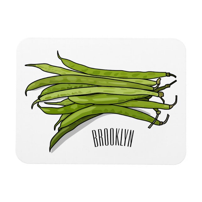 Green beans cartoon illustration  magnet (Horizontal)