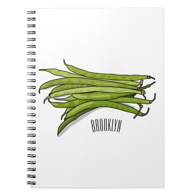 Green beans cartoon illustration  notebook (Front)