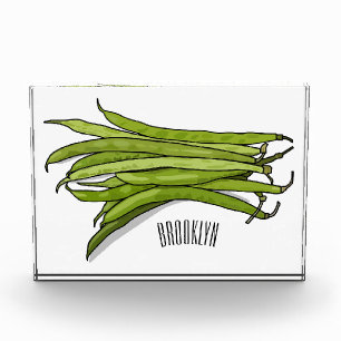 Green beans cartoon illustration photo block