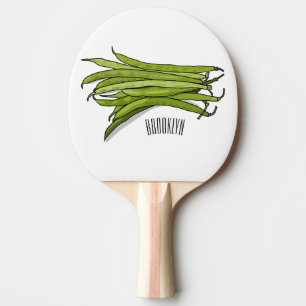 Green beans cartoon illustration ping pong paddle