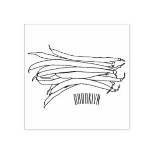 Green beans cartoon illustration rubber stamp