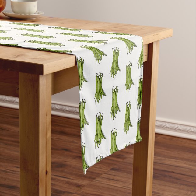 Green beans cartoon illustration  short table runner (In Situ)