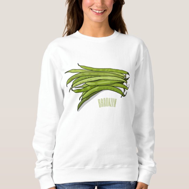 Green beans cartoon illustration  sweatshirt (Front)