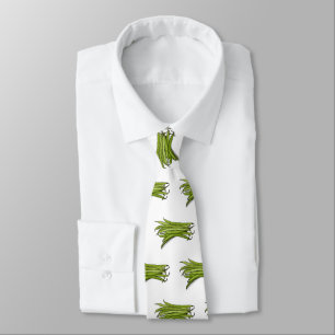 Green beans cartoon illustration tie