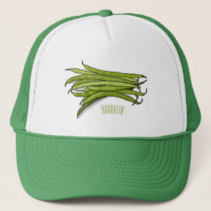Green beans cartoon illustration trucker hat