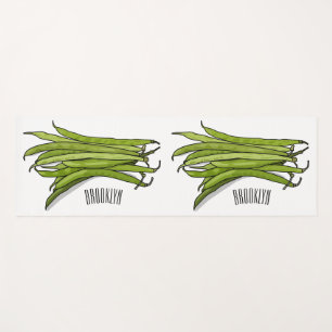Green beans cartoon illustration yoga mat