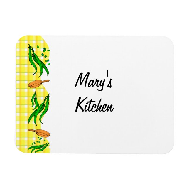 Green Beans Country Yellow Plaid Custom Kitchen Ma Magnet (Horizontal)