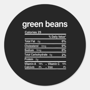 Green Beans Nutrition Facts Funny Thanksgiving Chr Classic Round Sticker