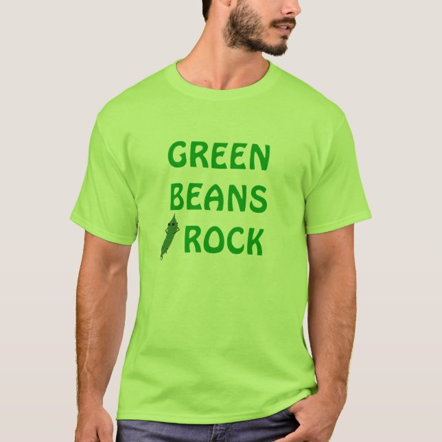 "Green Beans Rock" Vegetable Novelty Shirt (Front)