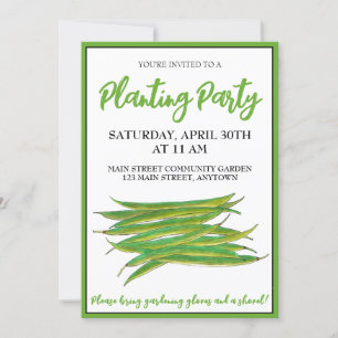 Green Beans Veg Vegetable Community Garden Party Invitation