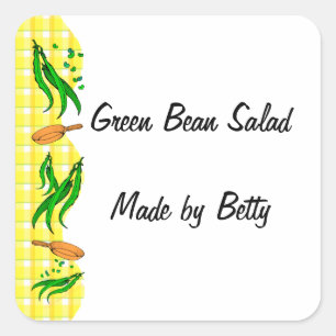 Green Beans Yellow Checks Custom Canning Stickers