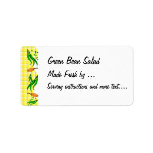 Green Beans Yellow Checks Retro Food Labels