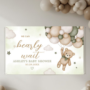 Green Bear Balloon Baby Shower Banner