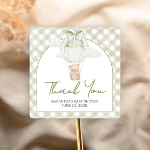 Green Bear Bearly Wait Baby Shower  Square Sticker