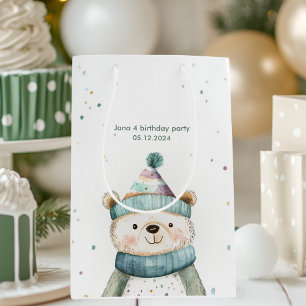 Green Bear Birthday   Winter Wonderland Party  Medium Gift Bag
