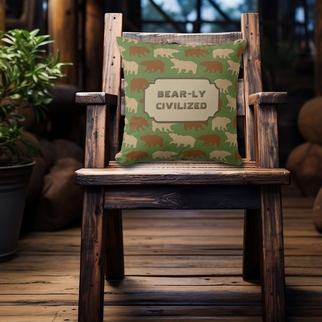 Green Bear Pattern Cabin Life Cushion (Creator Uploaded)