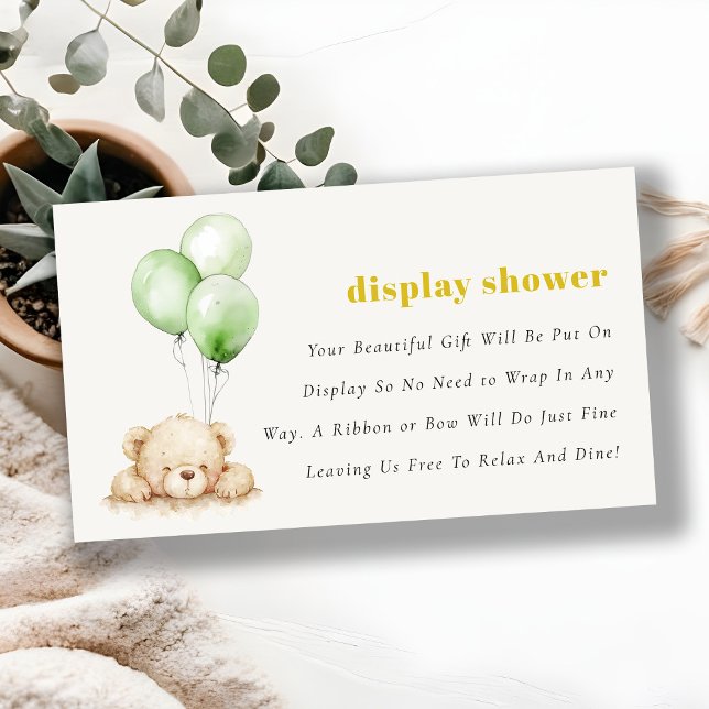 Green Bearly Wait Balloon Baby Display Shower Enclosure Card (Creator Uploaded)
