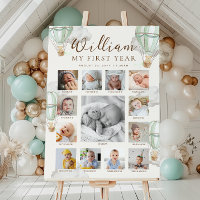 Green Beary First Birthday Photo Timeline