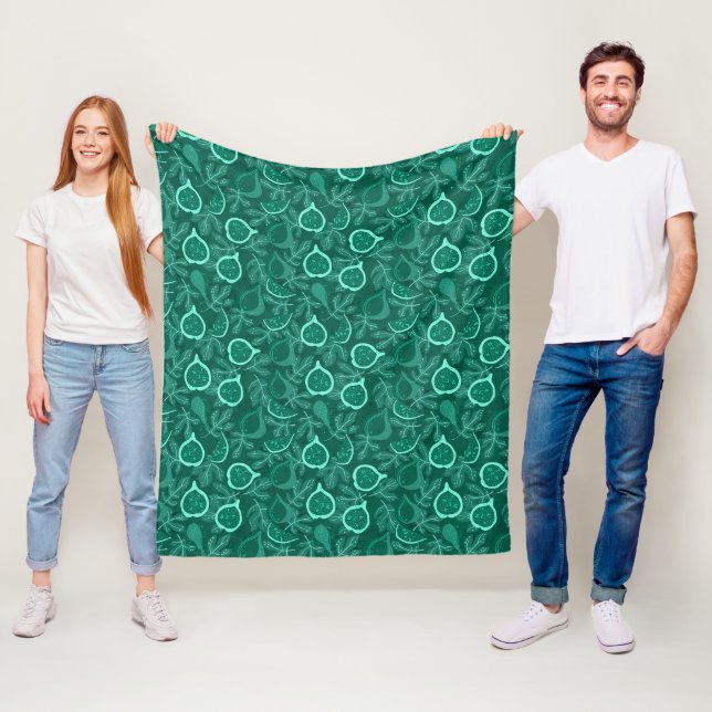 Green beautiful fig fruit pattern fleece blanket (In Situ)