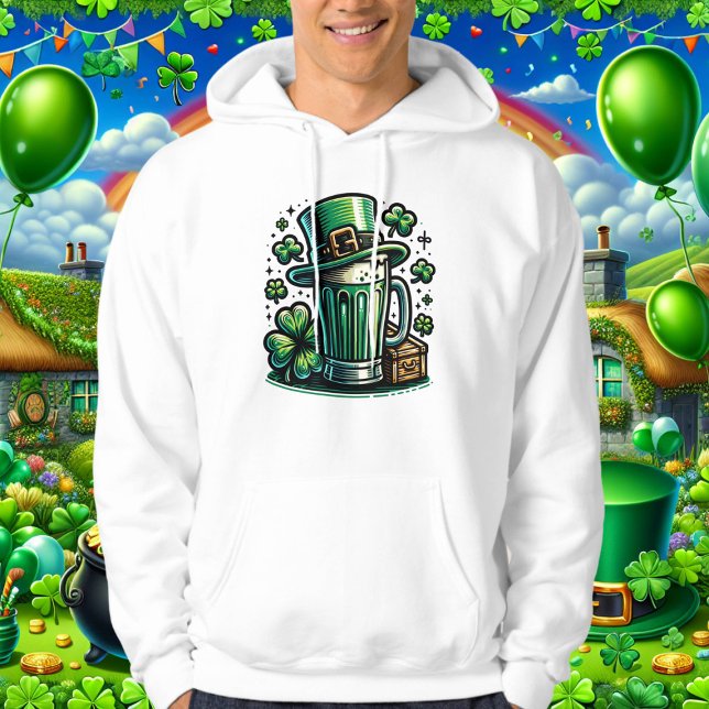 Green Beer and Leprechaun Hat Hoodie (Creator Uploaded)