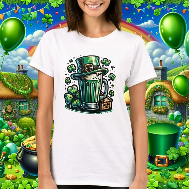Green Beer and Leprechaun Hat T-Shirt (Creator Uploaded)