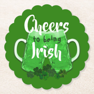 Green Beer Cheers Irish St. Patricks Day Paper Coaster