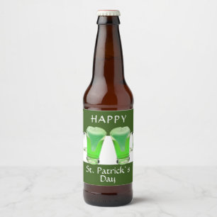 Green Beer Glass Happy St. Patrick`s day Bottle Label