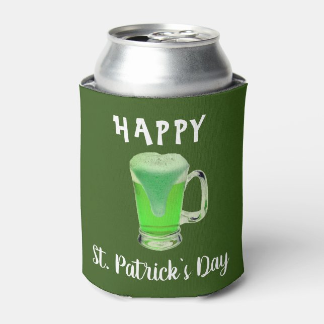 Green Beer Glass Happy St. Patrick`s day Party  Can Cooler (Can Front)
