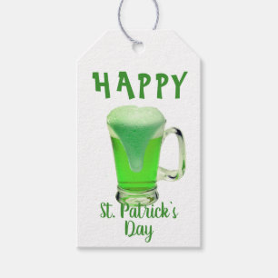 Green Beer Glass Happy St. Patrick`s day Party Gift Tags