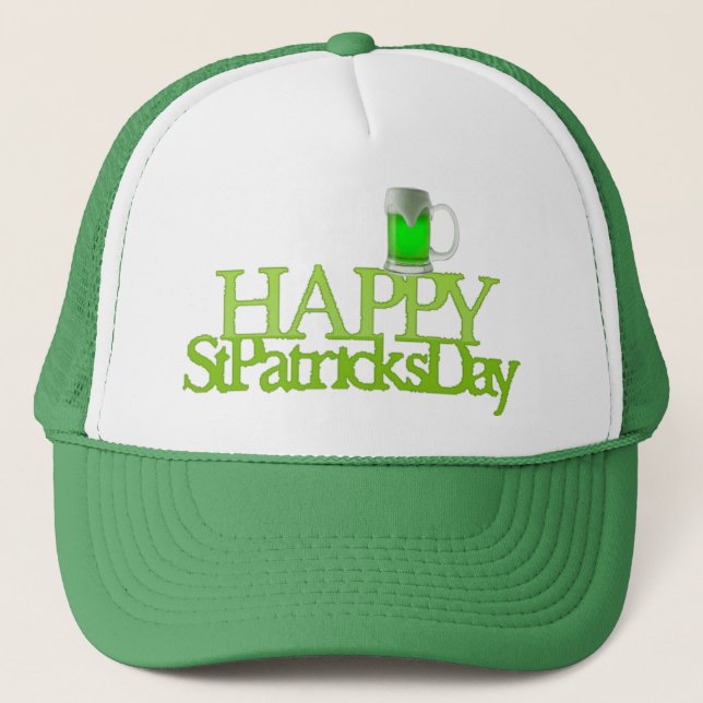 Green Beer Happy St.Patrick's Day Trucker Hat (Front)