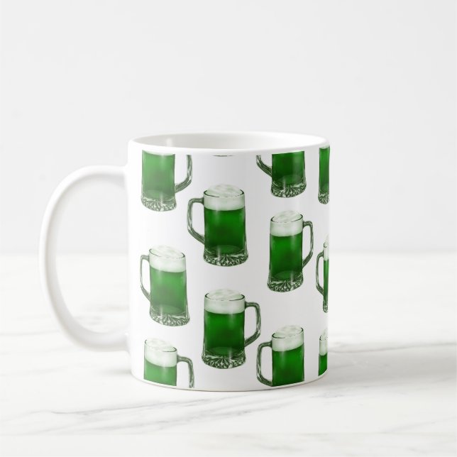 Green Beer Mugs - White Coffee Mug (Left)
