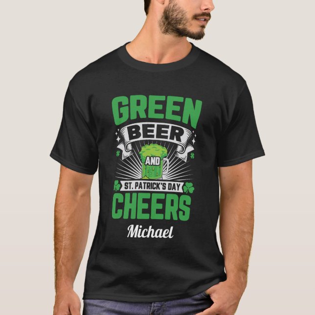 Green Beer St. Patrick’s Day Cheer Clover Shamrock T-Shirt (Front)