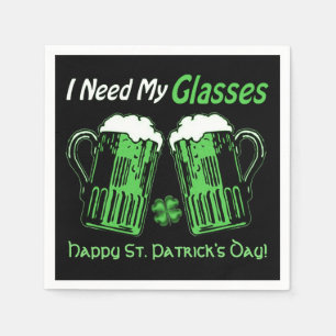Green Beer St. Patrick's Day Green & Black Napkins