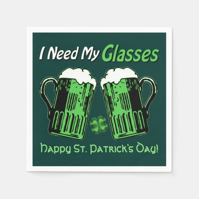 Green Beer St. Patrick's Day Green Napkins (Front)