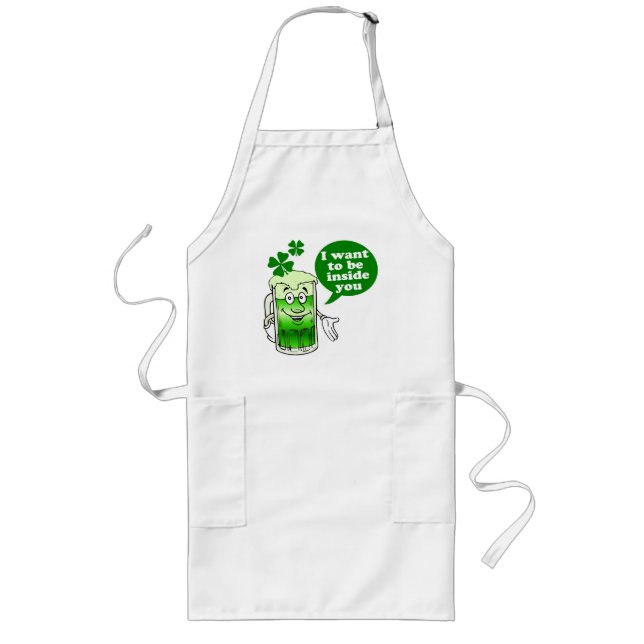 Green beer wants to be inside you long apron (Front)