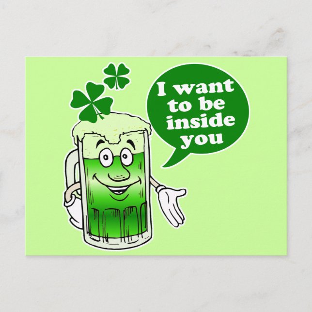 Green beer wants to be inside you postcard (Front)