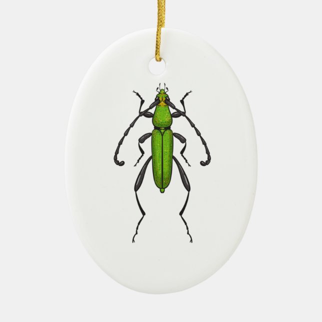 Green beetle ceramic tree decoration (Front)