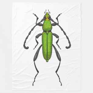 Green beetle fleece blanket