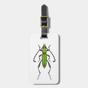Green beetle luggage tag