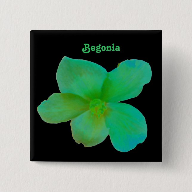 Green Begonia Customizable Button (Front)
